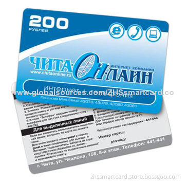 Prepaid telecom scratch PVC card